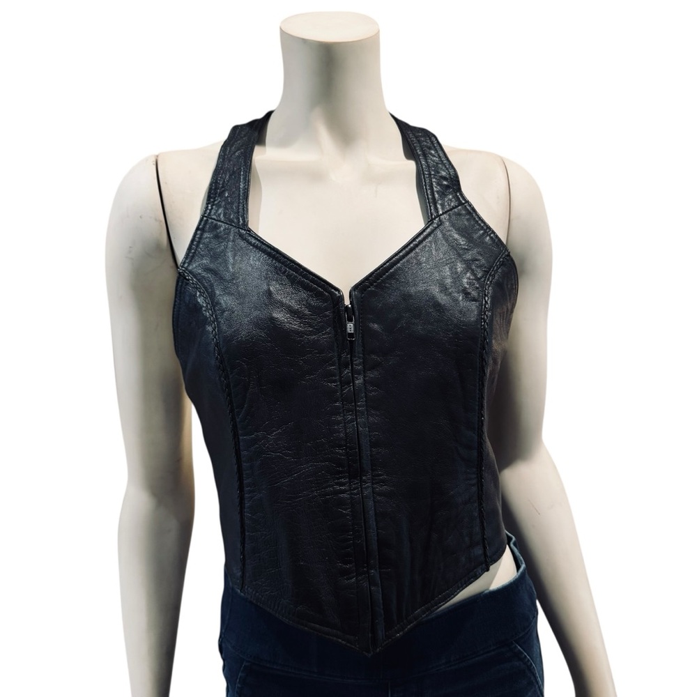 Leather Halter Corset Top